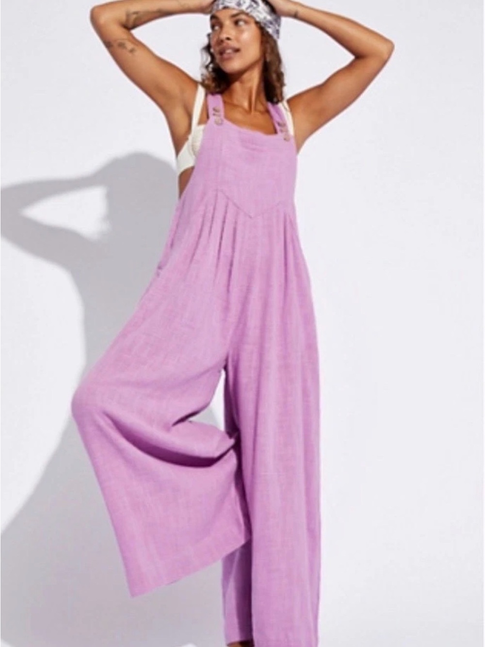free People  Sun dressed overalls Lilac Wide-Leg Jumpsuit